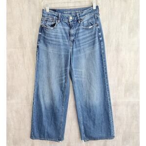 American Eagle Jean Women Size 0 Reg (27x26)) Super High-Rise Baggy Wide Leg